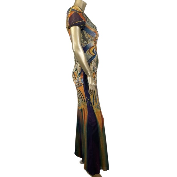 RARE VINTAGE VIVIENNE TAM CHAKRAS SHORT SLEEVE NYLON MAXI DRESS, SZ 2, Hong Kong - Picture 2 of 8